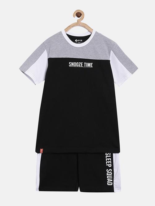 boys color blocked t-shirt and shorts co-ord set - 22041038 -  Standard Image - 0