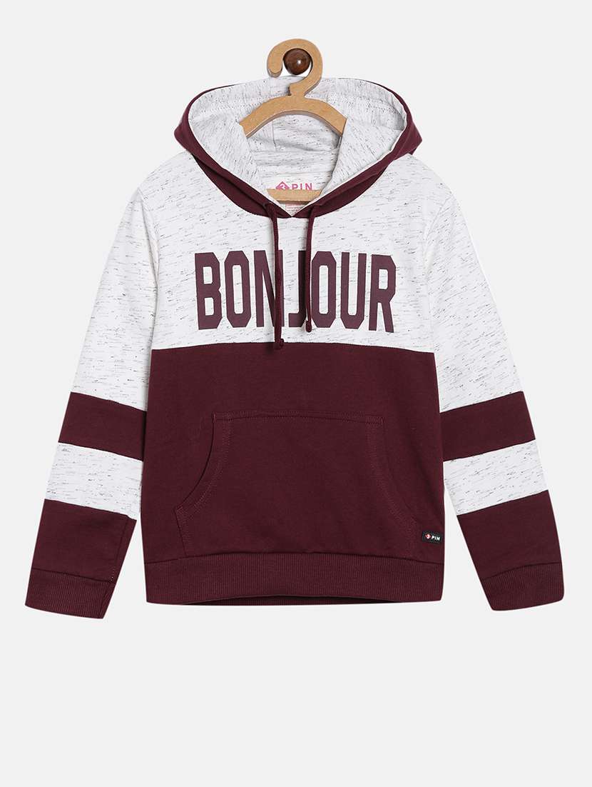 girls color block long sleeve hooded sweatshirt