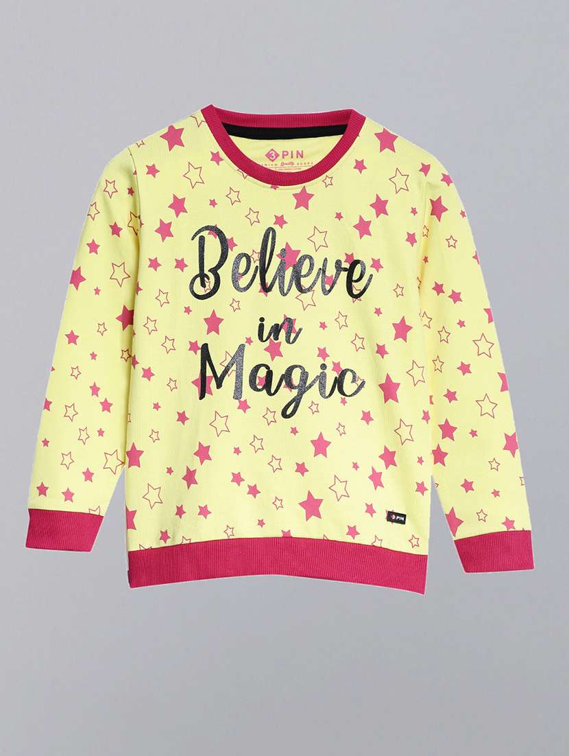girls printed long sleeve regular fit sweatshirt - 22041044 - Zoom Image - 0