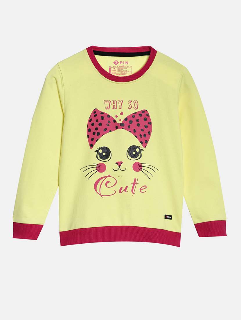 girls printed long sleeve regular fit sweatshirt - 22041049 - Zoom Image - 0