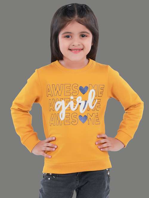 girls printed long sleeve regular fit sweatshirt