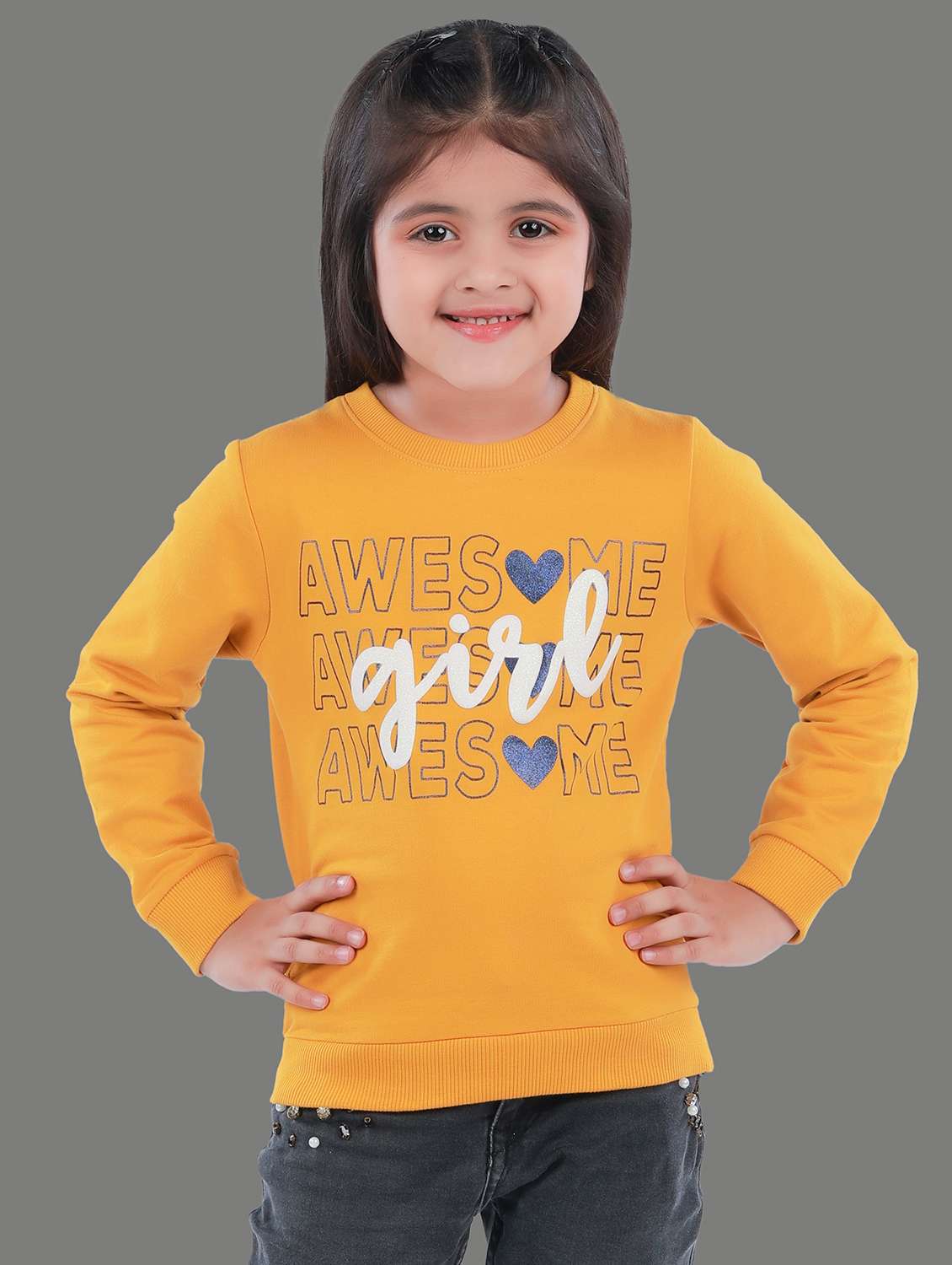 girls printed long sleeve regular fit sweatshirt