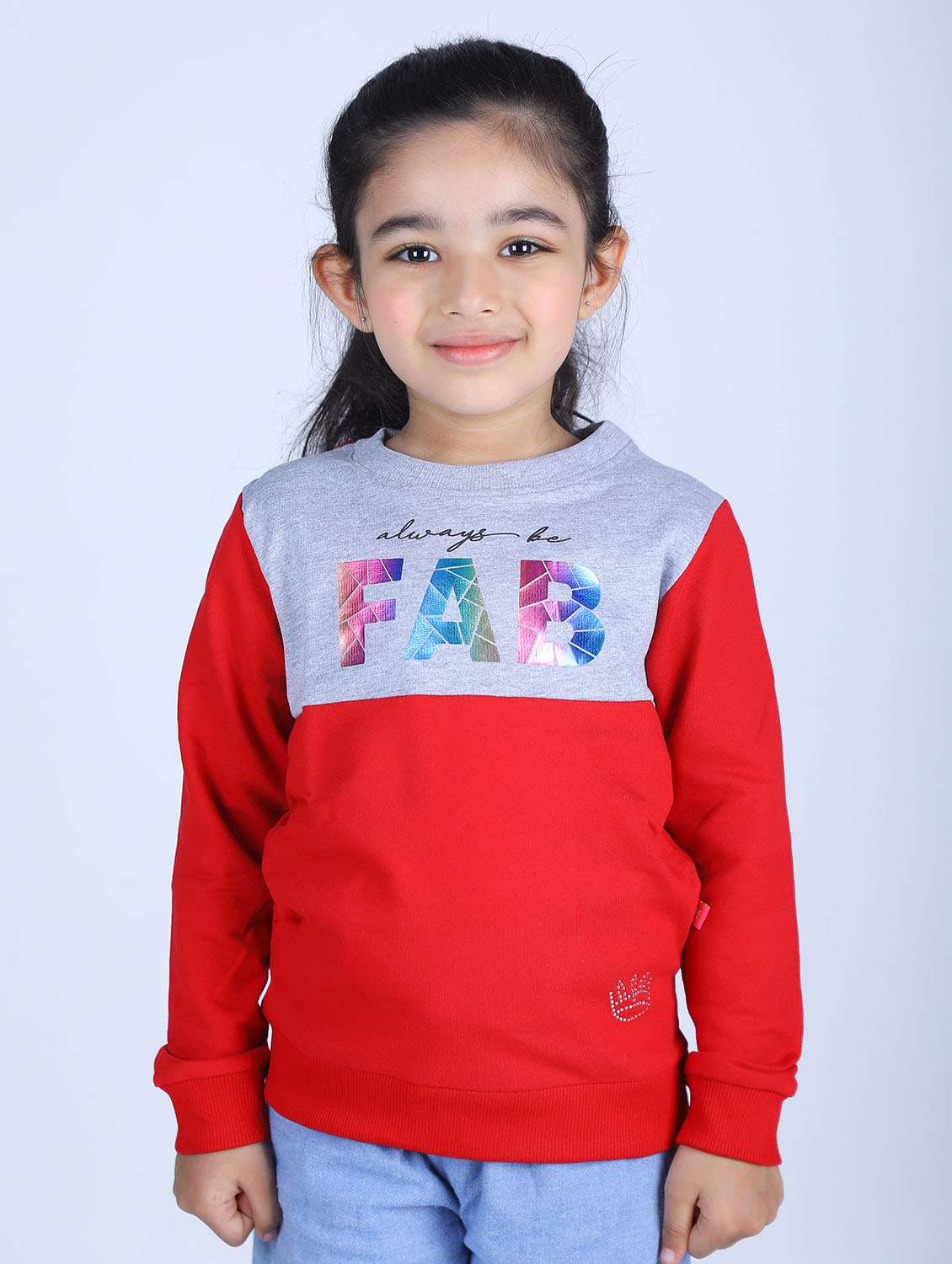 girls printed long sleeve regular fit sweatshirt - 22041061 - Zoom Image - 0