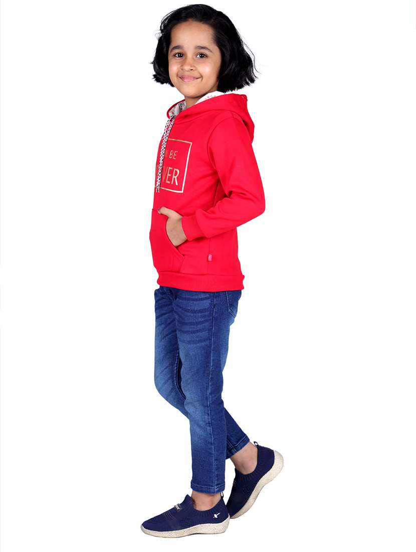 girls printed long sleeve regular fit shooded weatshirt - 22041062 - Standard Image - 3