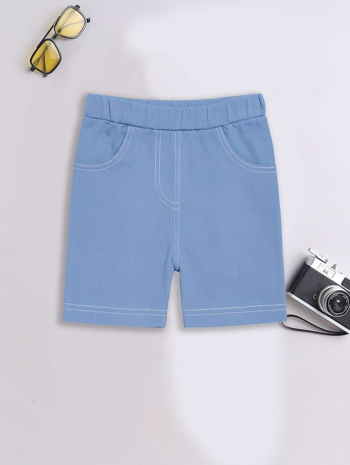 kids pack of 2 solid mid rise regular fit shorts - 22041064 - Standard Image - 3