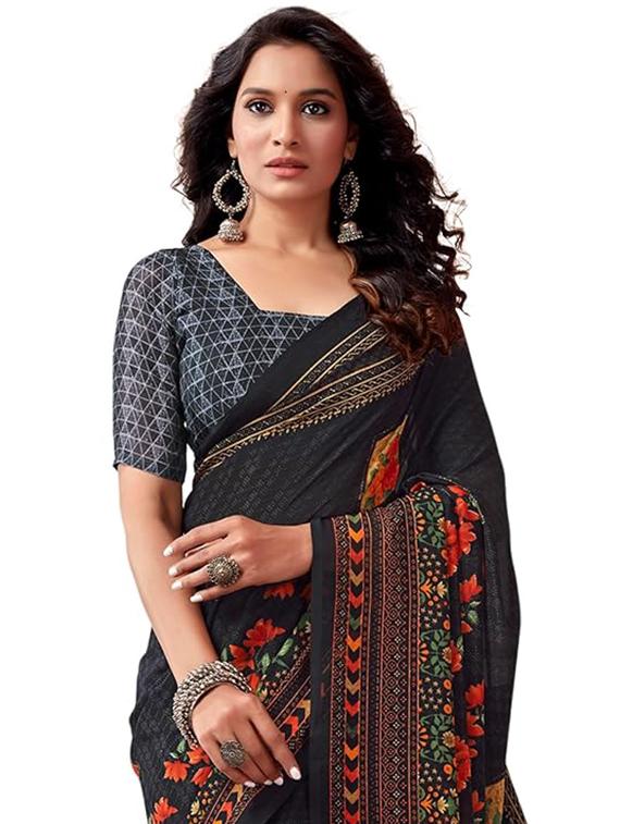 women printed casual wear saree with blouse - 22041092 - Standard Image - 3