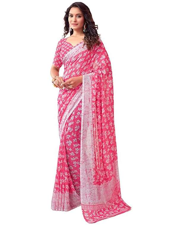 women printed casual wear saree with blouse