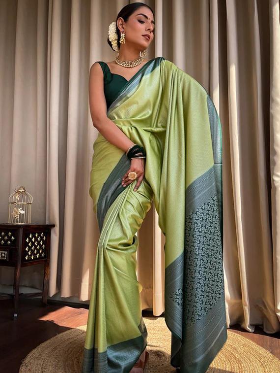 women self design banarasi saree with blouse