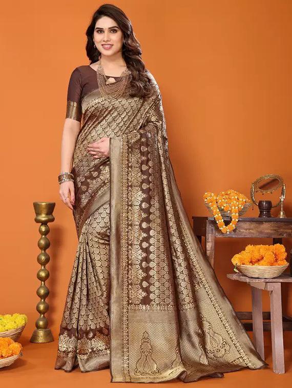 women self design banarasi saree with blouse - 22041118 -  Zoom Image - 0