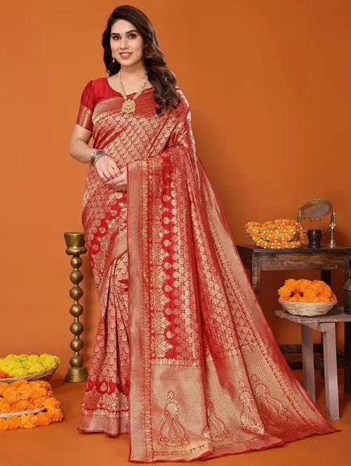 women self design banarasi saree with blouse - 22041119 - Standard Image - 0