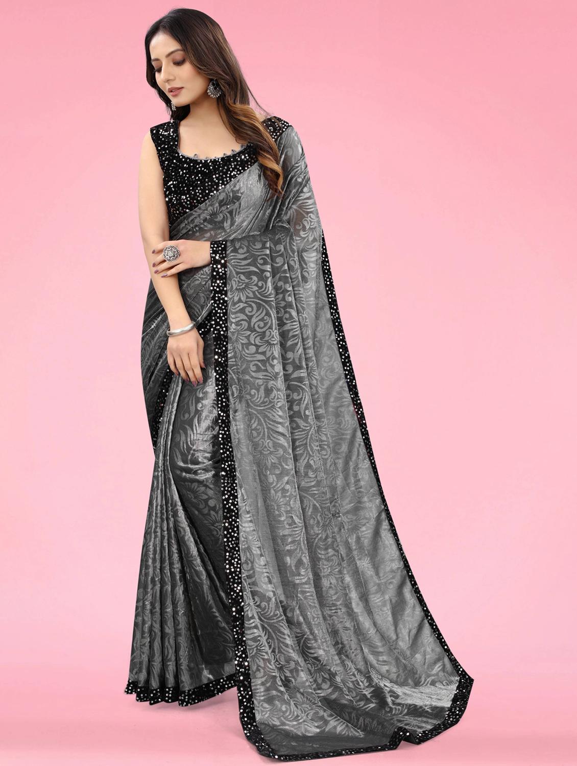 women printed embellished bordered saree with blouse - 22041278 - Zoom Image - 0