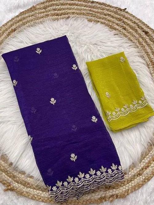 women solid with work embroidered saree with blouse - 22041282 - Standard Image - 0