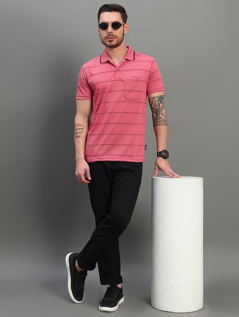 men striped short sleeve regular fit polo t-shirt - 22041289 - Standard Image - 3