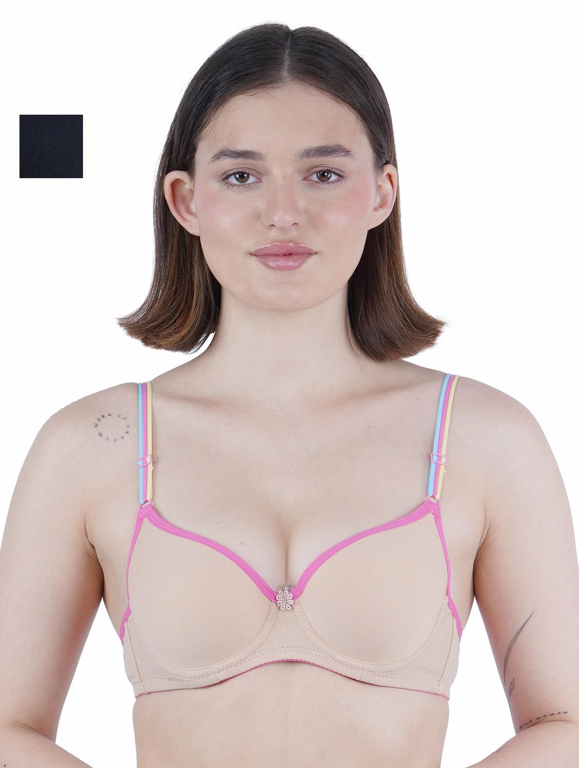 multi colored cotton push up bra