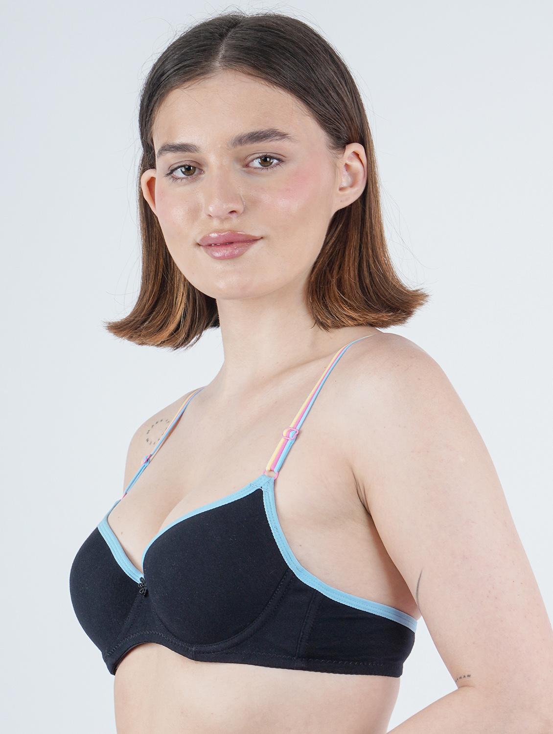 multi colored cotton push up bra - 22041293 - Standard Image - 3
