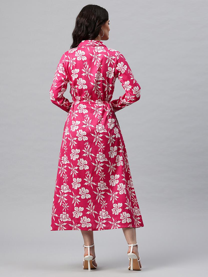 women floral print lapel neck long sleeve shirt dress - 22041294 - Standard Image - 3