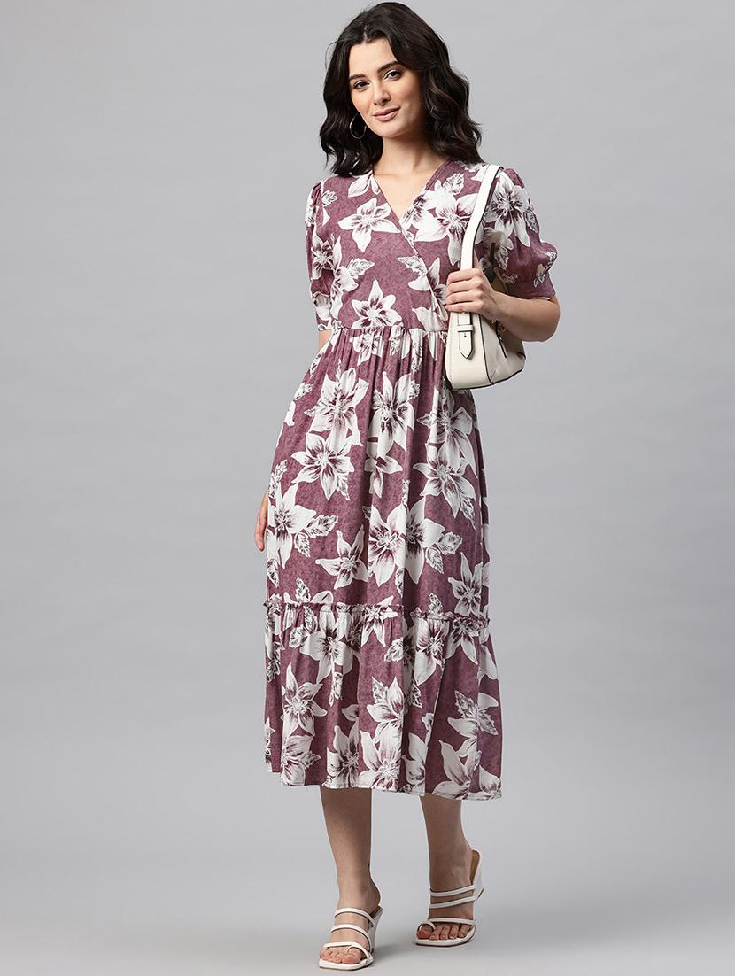 women floral print puff sleeve tiered dress - 22041295 -  Zoom Image - 0