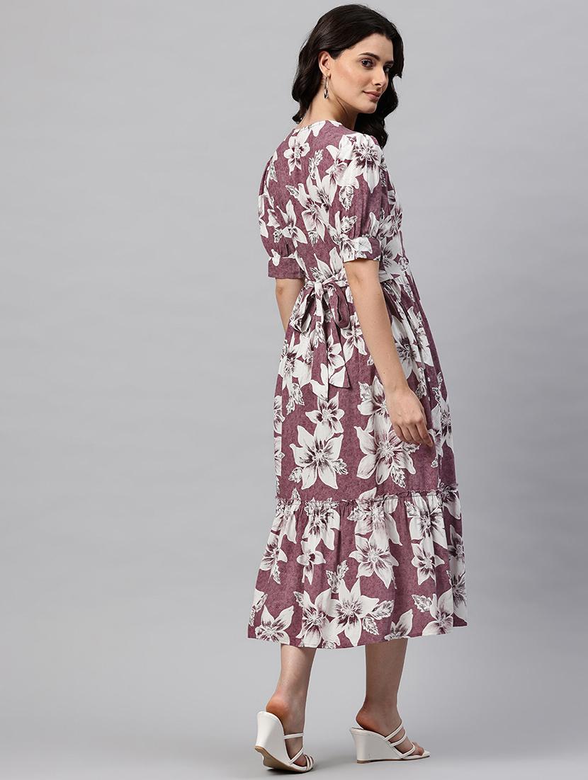 women floral print puff sleeve tiered dress - 22041295 - Standard Image - 3