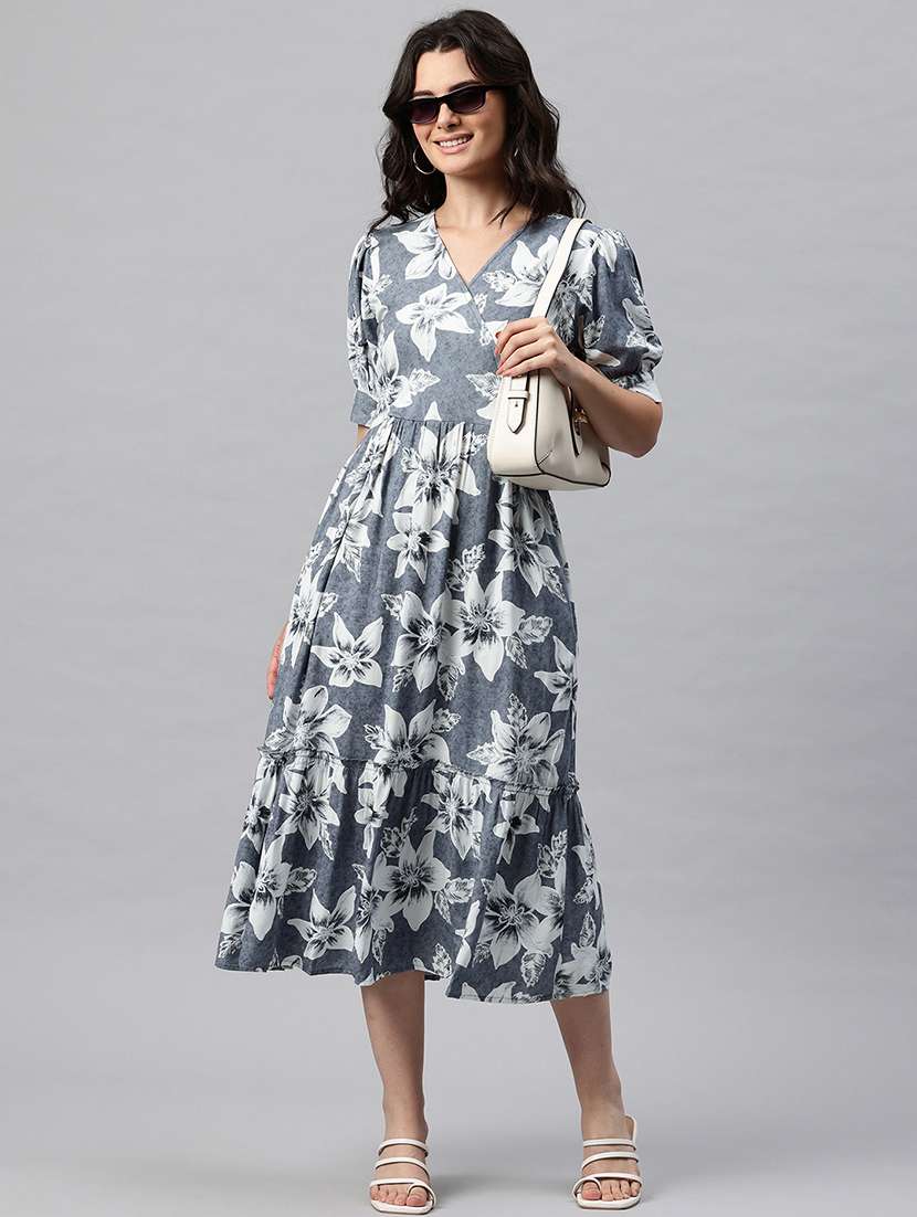 women floral print puff sleeve tiered dress - 22041296 -  Zoom Image - 0