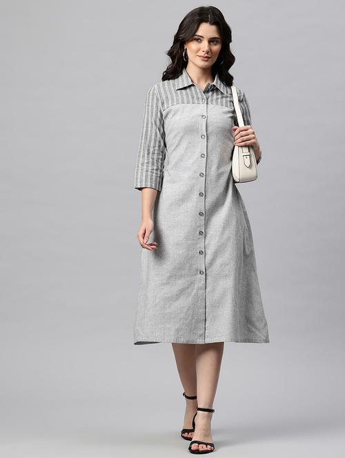 women striped collared shirt dress - 22041302 - Standard Image - 0