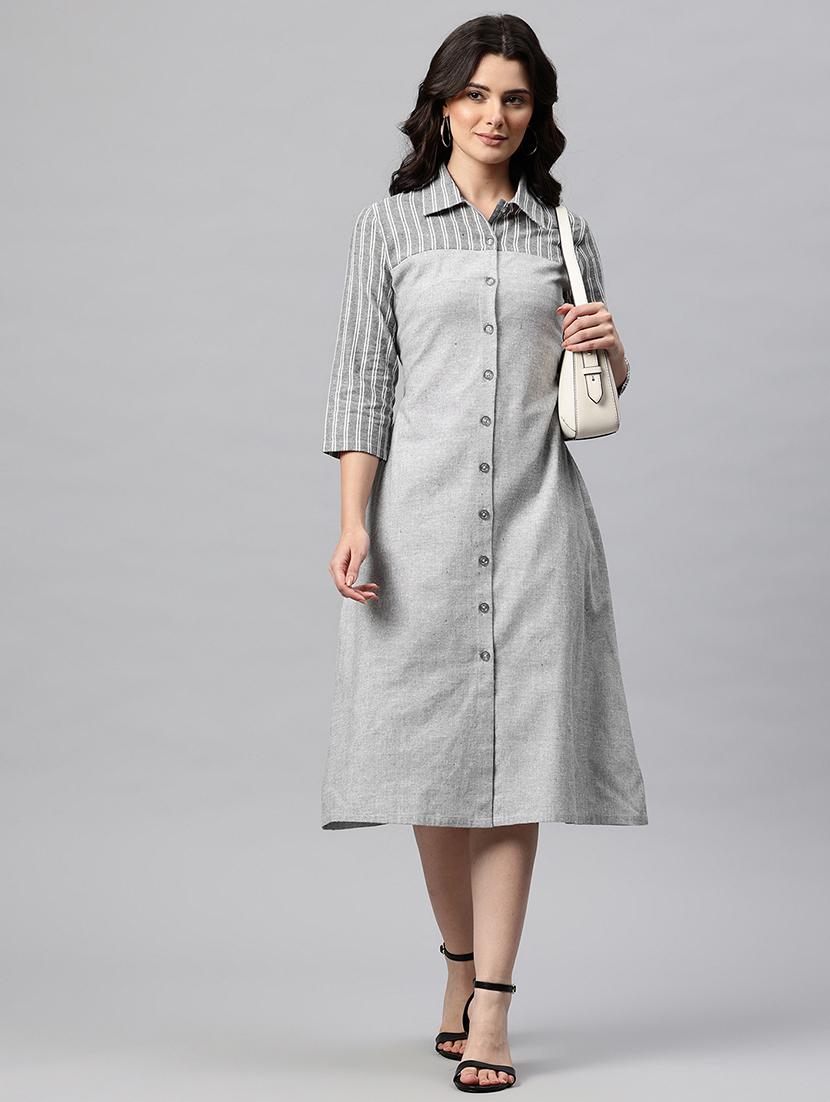 women striped collared shirt dress - 22041302 - Zoom Image - 0