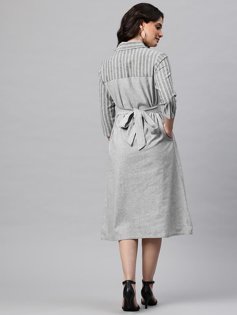women striped collared shirt dress - 22041302 - Standard Image - 3