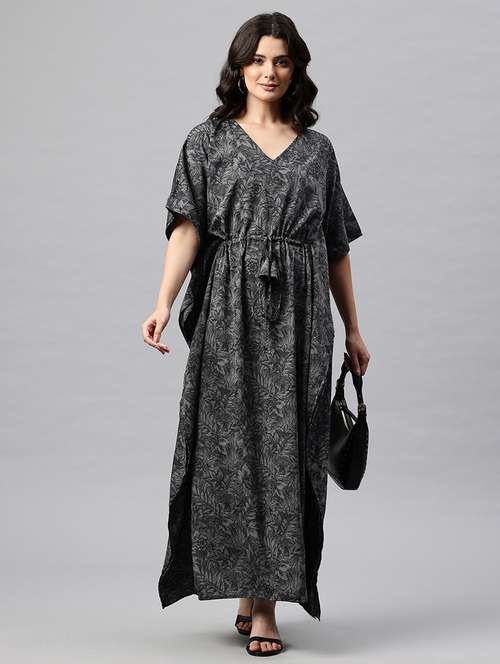 women printed kimono sleeve kaftan dress - 22041307 - Standard Image - 0