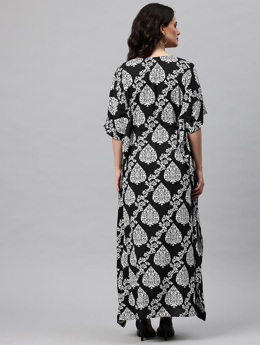 women printed kimono sleeve kaftan dress - 22041309 - Standard Image - 3