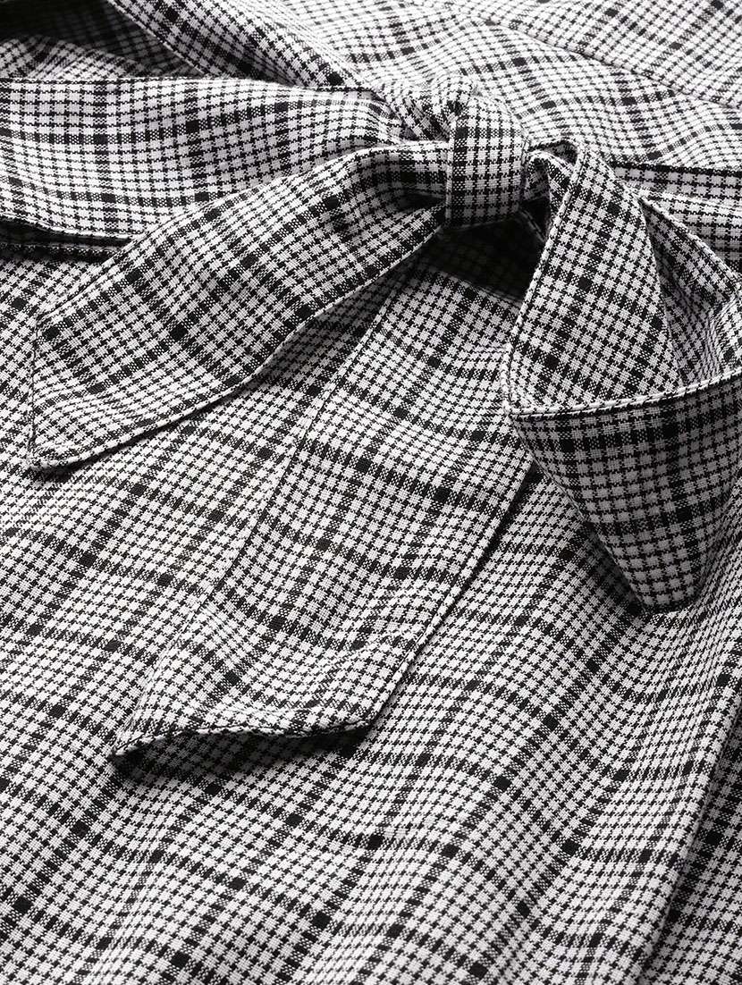 women checkered collared puff sleeve shirt dress - 22041312 -  Standard Image - 5