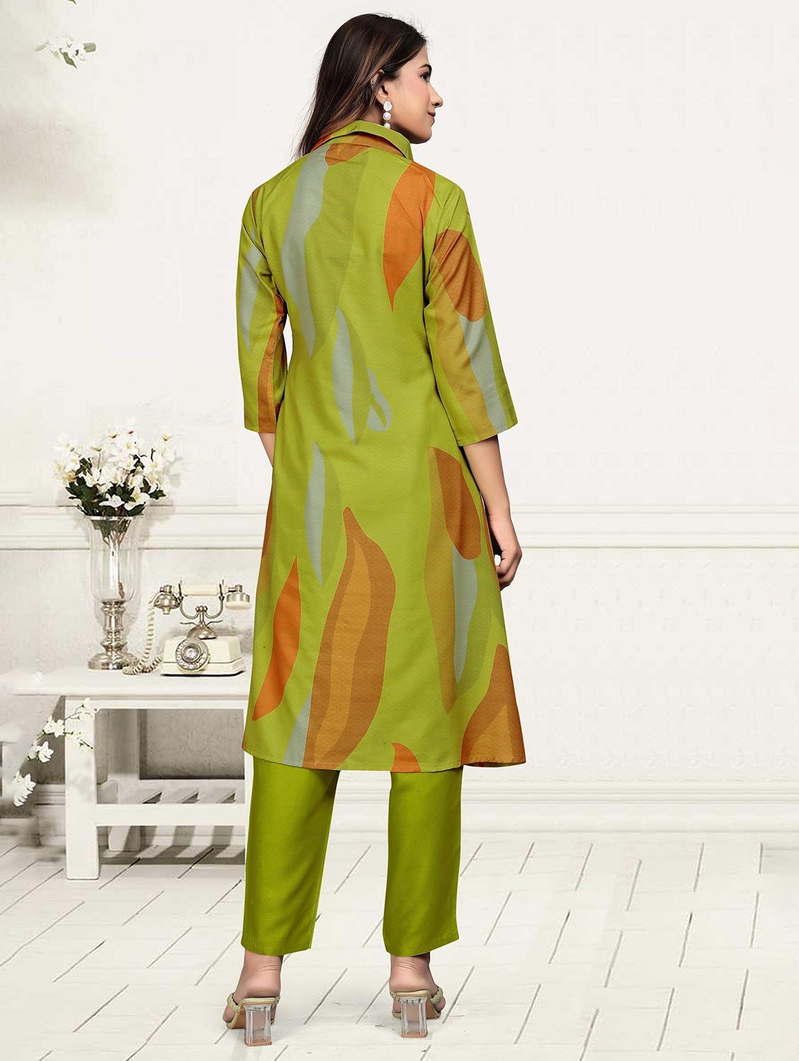 women printed three quarter sleeve ethnic co-ord set - 22041315 - Standard Image - 3