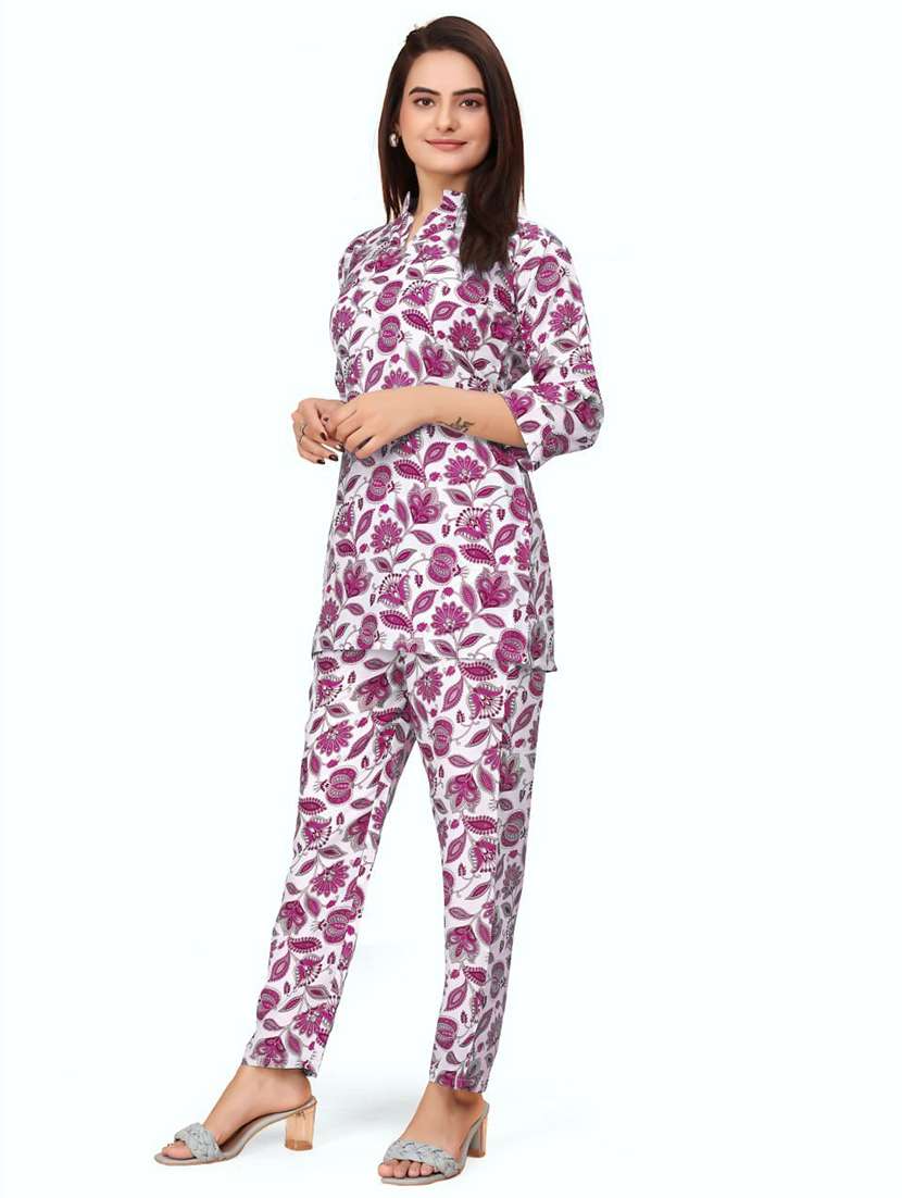 women printed three quarter sleeve ethnic co-ord set - 22041321 - Standard Image - 3