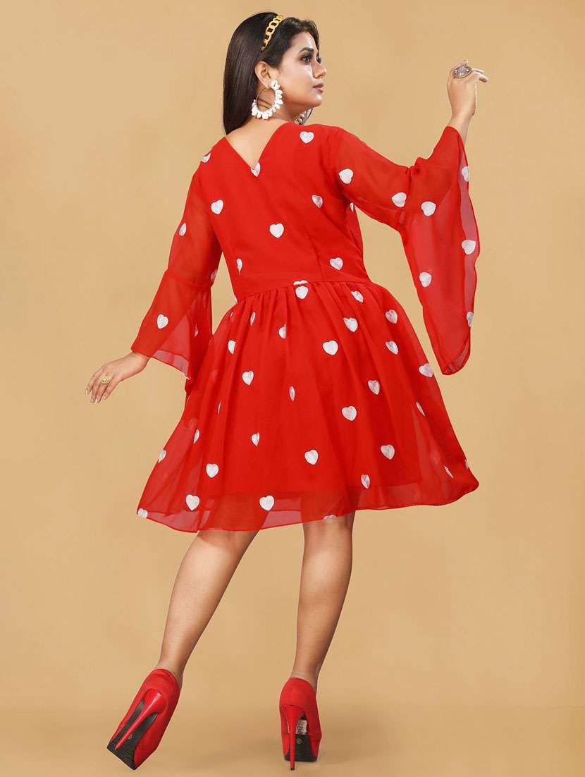 women embroidered flared sleeve fit & flare dress - 22041322 - Standard Image - 3