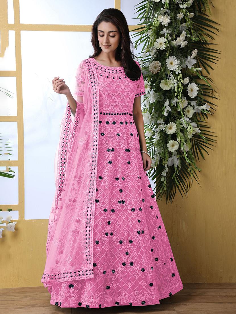 women embroidered fit & flare gown with dupatta - 22041328 - Zoom Image - 0