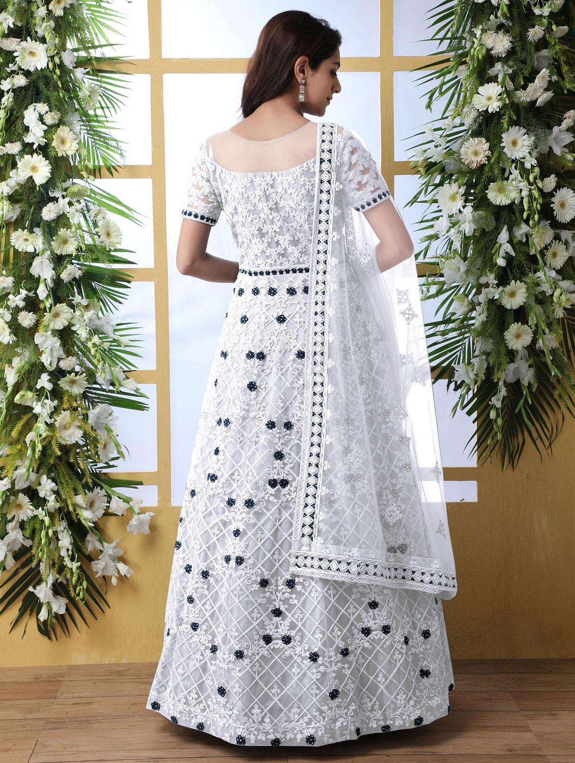 women embroidered fit & flare gown with dupatta - 22041329 - Standard Image - 3