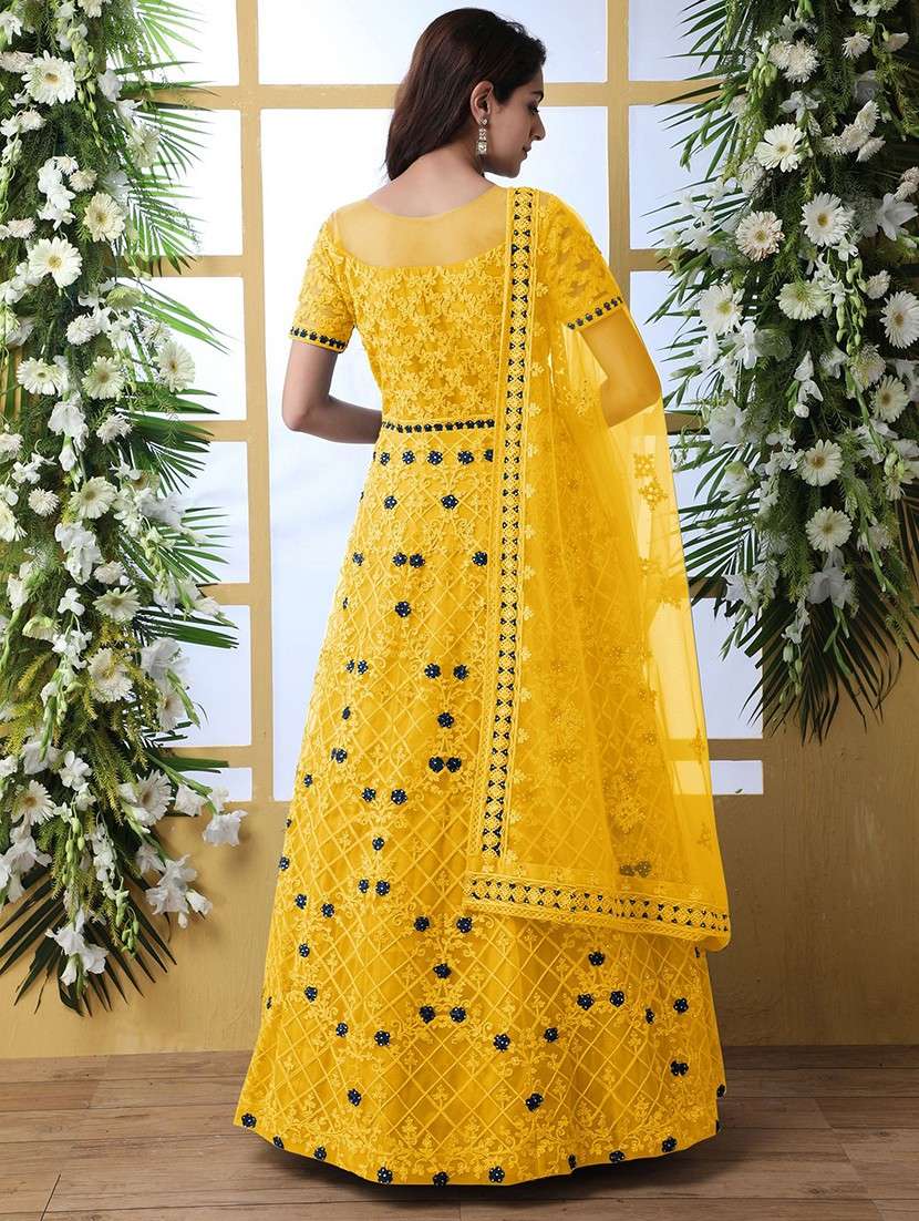 women embroidered fit & flare gown with dupatta - 22041330 - Standard Image - 3