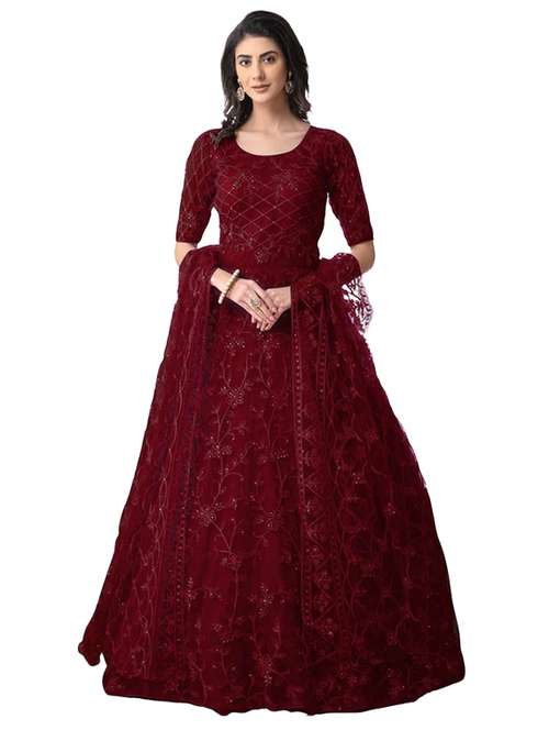 women solid with work short sleeve fit & flare gown - 22041332 -  Standard Image - 0