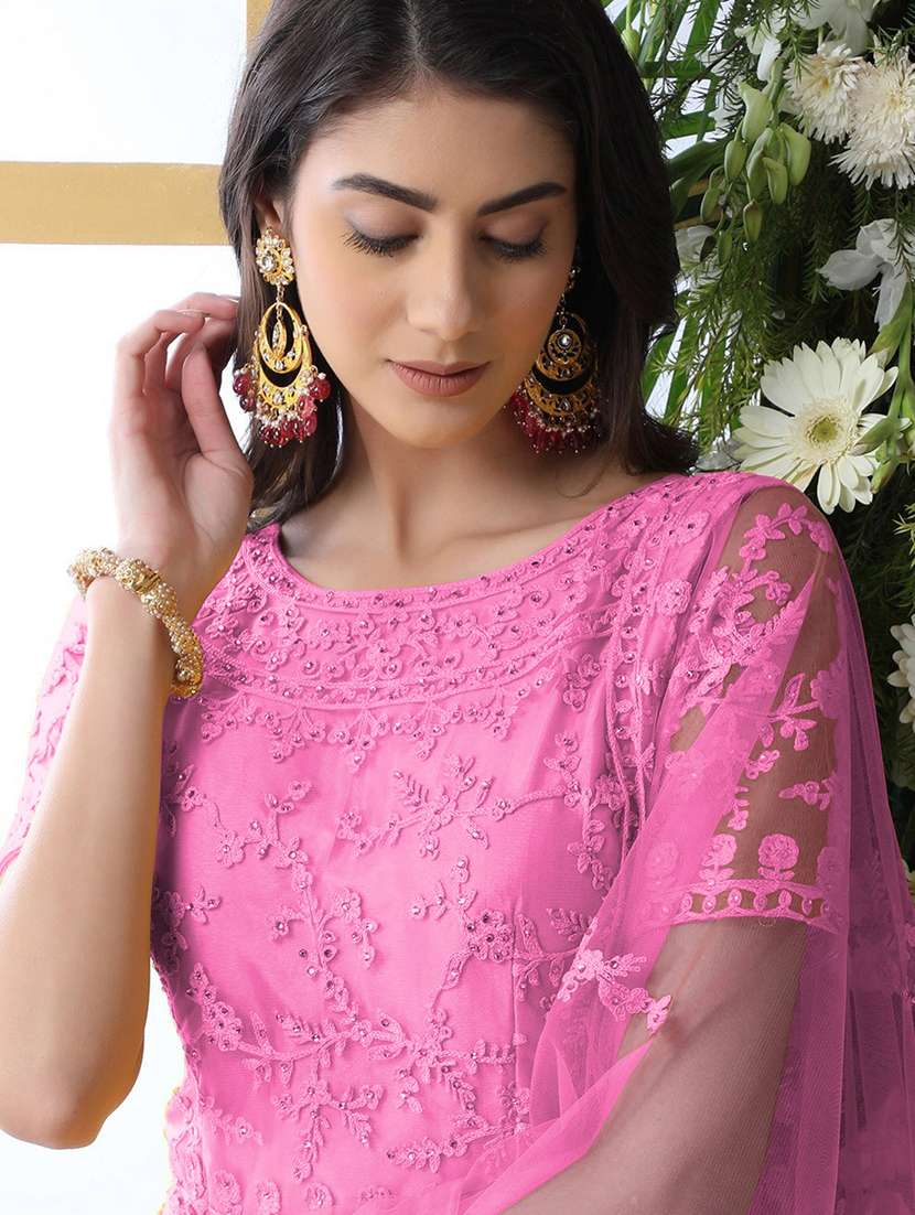 women embroidered fit & flare gown with dupatta - 22041337 - Standard Image - 3