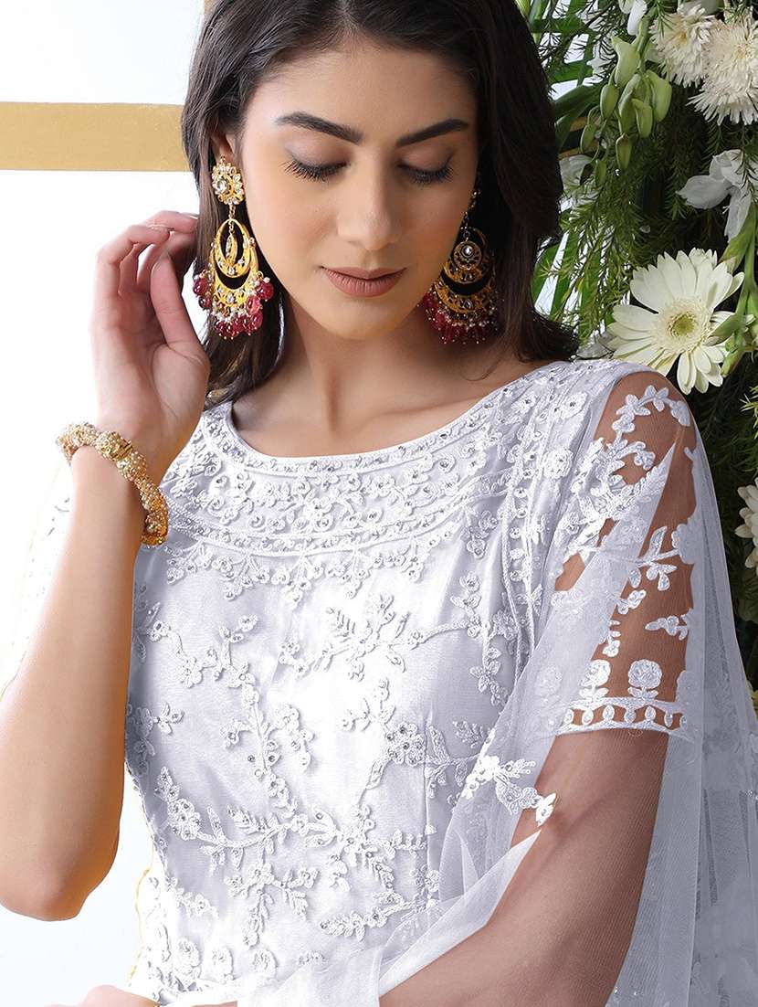 women embroidered fit & flare gown with dupatta - 22041338 - Standard Image - 3