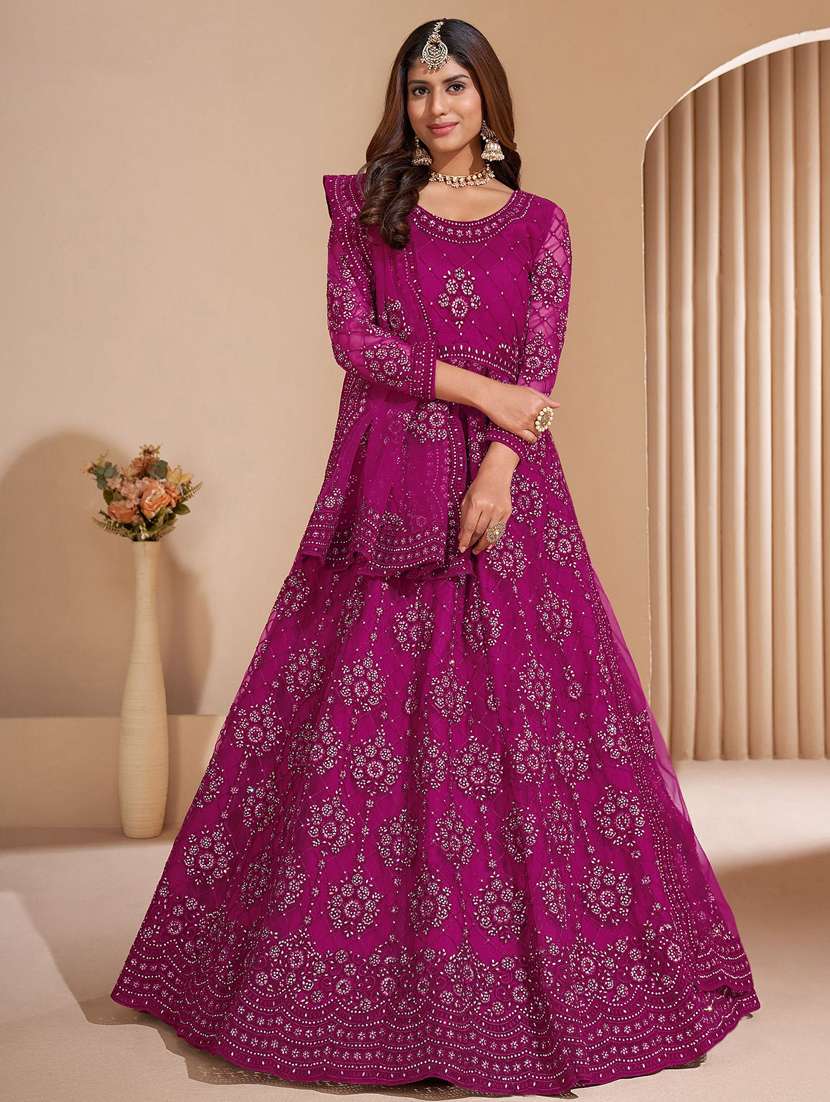 women embroidered fit & flare gown with dupatta - 22041341 -  Zoom Image - 0