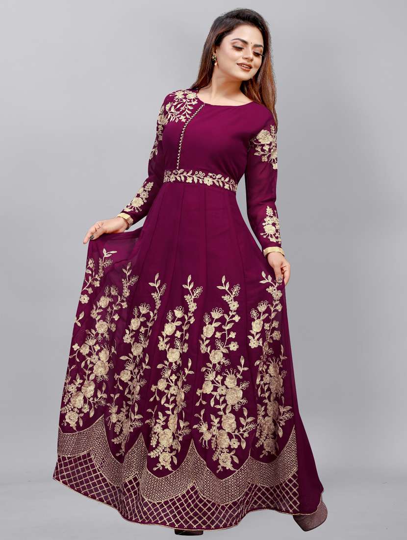 women embroidered fit & flare gown - 22041351 - Standard Image - 3