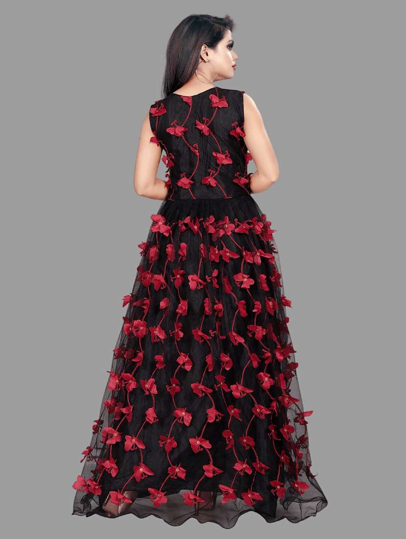 women self designed sleeveless fit & flare dress - 22041352 - Standard Image - 3