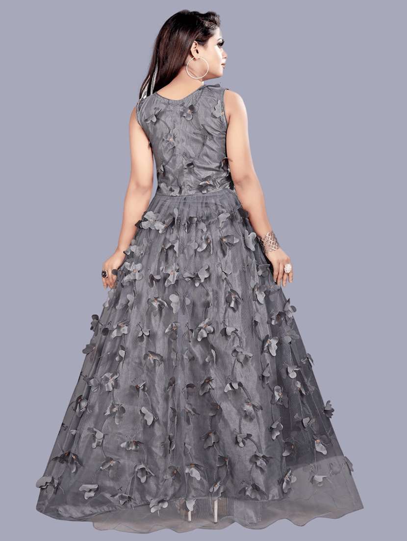 women self designed sleeveless fit & flare dress - 22041355 - Standard Image - 3