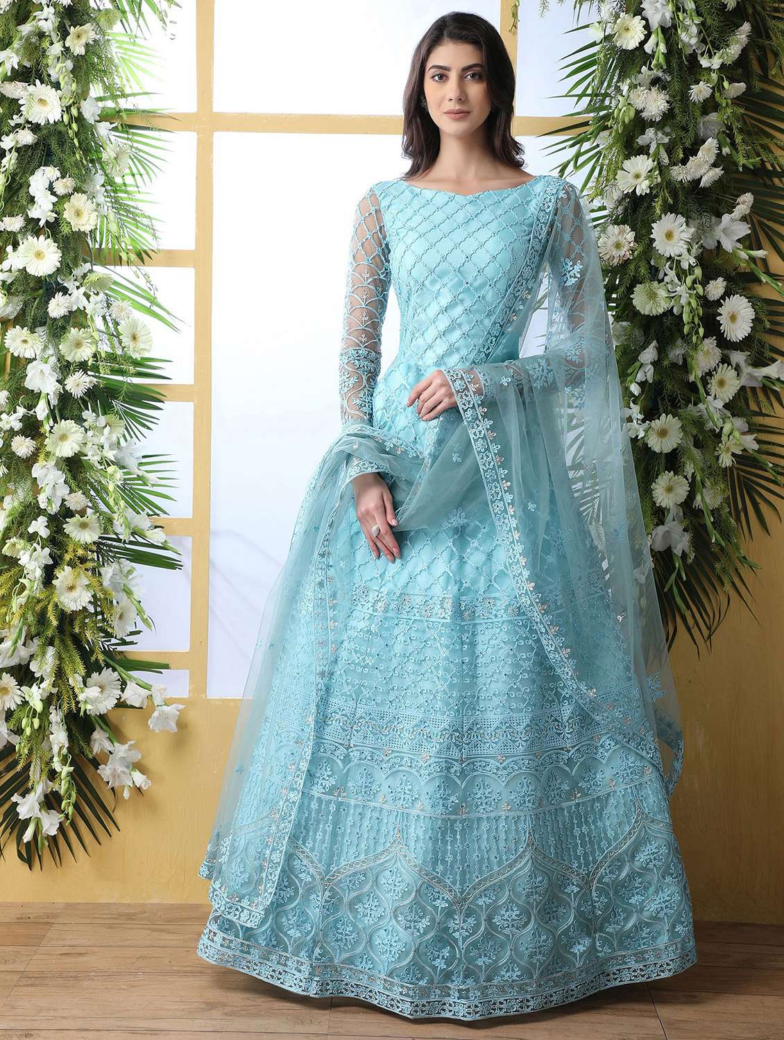 women embroidered fit & flare gown - 22041365 - Zoom Image - 0