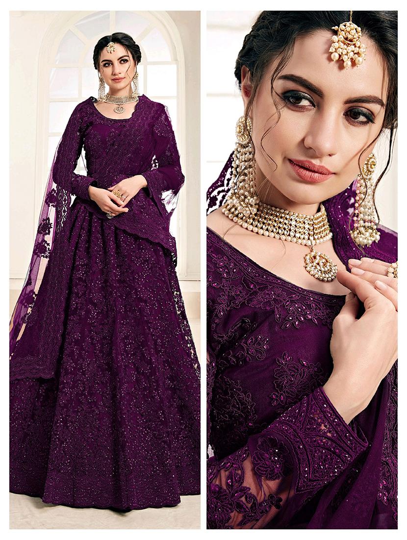 women embroidered fit & flare gown with dupatta - 22041366 - Standard Image - 3