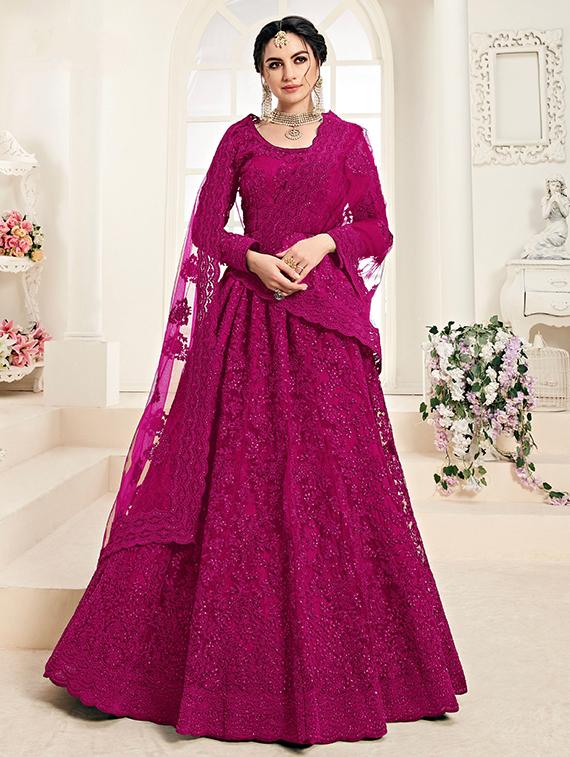 women embroidered fit & flare gown with dupatta - 22041369 - Zoom Image - 0