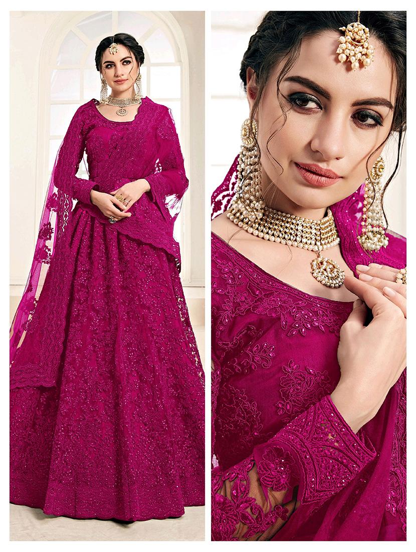 women embroidered fit & flare gown with dupatta - 22041369 - Standard Image - 3