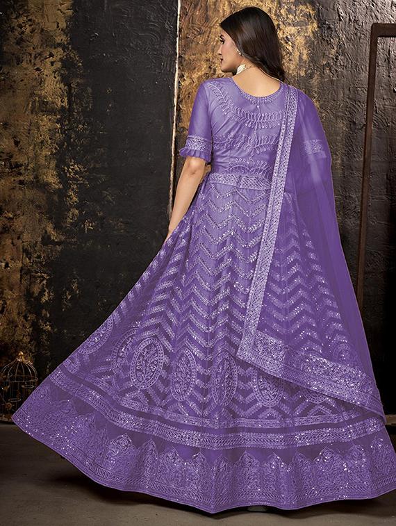 women embroidered fit & flare gown with dupatta - 22041370 - Standard Image - 3