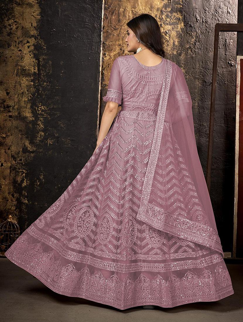 women embroidered fit & flare gown with dupatta - 22041372 - Standard Image - 3