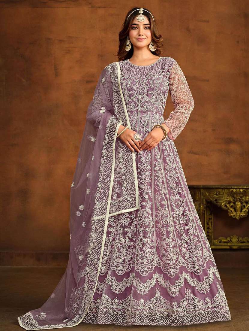 women embroidered fit & flare gown with dupatta - 22041388 -  Zoom Image - 0