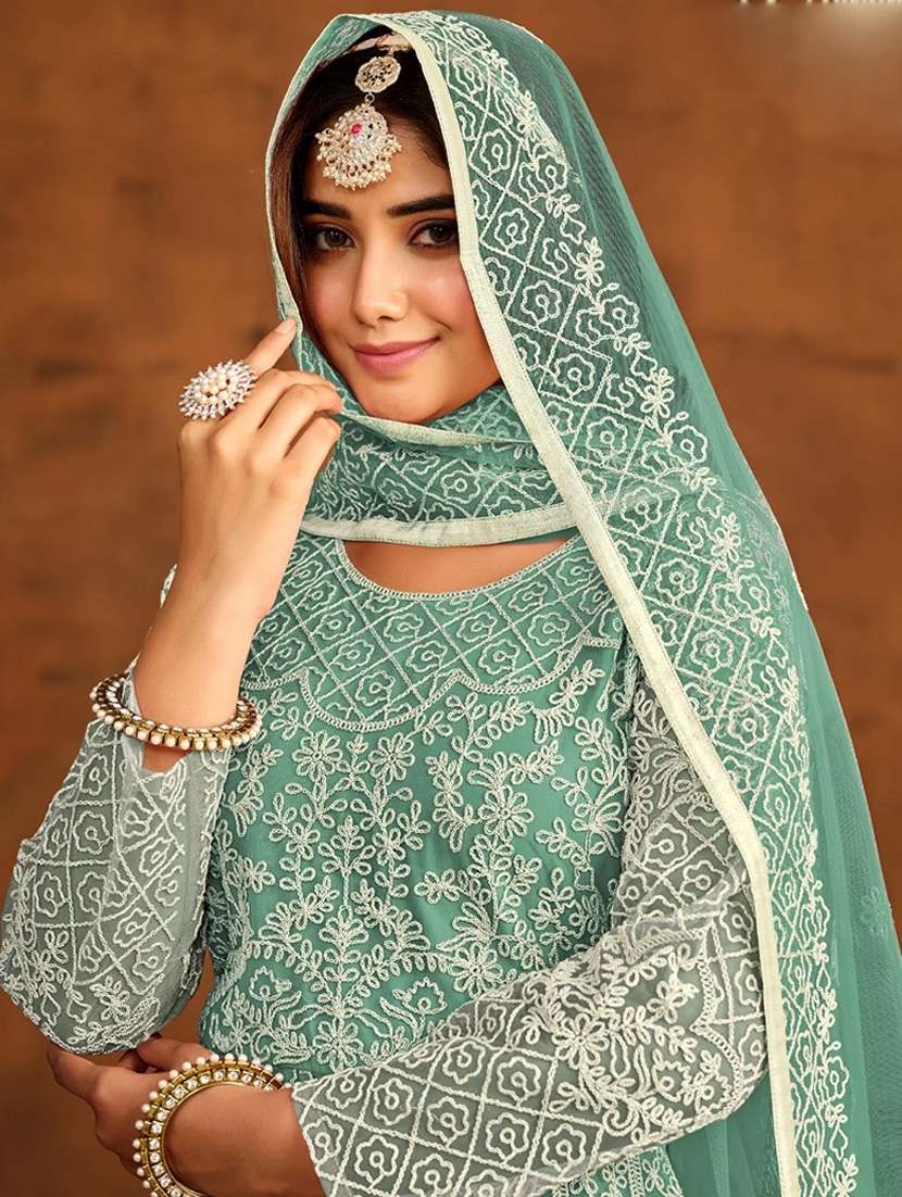 women embroidered fit & flare gown with dupatta - 22041389 -  Standard Image - 3